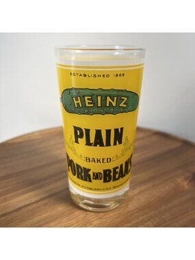 Vintage Pop Art Georges Briard Heinz Baked Beans and Pork Label Beverage Glass
